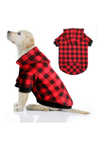 Red Plaid Dog Hoodie Sweater for Dogs Pet clothes with Hat and Pocket(XL)