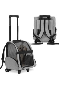 KOPEKS Deluxe Backpack Pet Travel carrier with Double Wheels - grey - Large (KPS-1116)