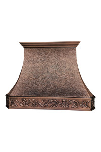 Sinda Wall Mount Natural Beautiful Copper Kitchen Hood, Handcrafted By Skilled Artisan, Comes With High Air Flow Motor Fan, 36Wx27H, Beehive-Antique Copper, H3Lbcw3627