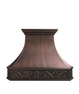 Sinda Wall Mount Copper Range Hood, Handmade By Craftsmen, Sus304 Copper Vent With Led Light, Baffle Filter, Beehive-Oil Rubbed Bronze, 42Wx48H, H3Lbow4248