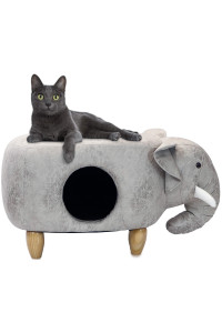 Critter Sitters 16" Seat Height Pet House - Light Gray Elephant - Soft Faux Leather Look - Perfect for Small Pets - Furniture for Nursery, Bedroom, Playroom & Living Room - D