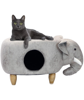 Critter Sitters 16" Seat Height Pet House - Light Gray Elephant - Soft Faux Leather Look - Perfect for Small Pets - Furniture for Nursery, Bedroom, Playroom & Living Room - D