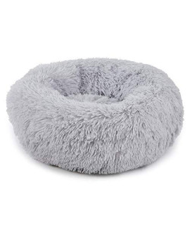 Qklovly Dog Bed, Round Pet Bed for Small Medium Dogs and Pets, Fluffy Donut Cuddler for Joint-Relief and Improved Sleep Anti-Slip Waterproof Base Machine Washable (XL, Grey)