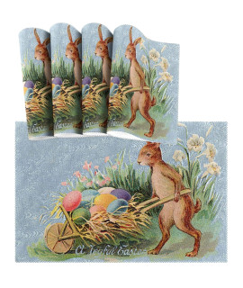 Visesunny Vintage Easter Bunny With Colored Egg Floral Placemat Table Mat Desktop Decoration Placemats Set Of 1 Non Slip For Dining Home Kitchen Indoor 12X18 In