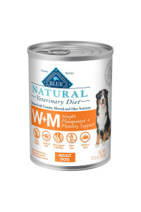 Blue Buffalo Natural Veterinary Diet W+M Weight Management + Mobility Support Wet Dog Food, Whitefish 12.5-oz cans (Pack of 12)