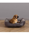 Beatrice Home Fashions Tommie Copper Anti-Odor Reversible Cuddler Pet Bed for Dogs, 32" x 24" x 12", Charcoal/Gray