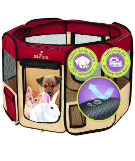 Zampa Puppy Pop Up Extra Small 29"x29"x17" Portable Playpen for Dog and Cat, Foldable | Indoor/Outdoor Kitten Pen & Travel Pet Carrier + Carrying Case