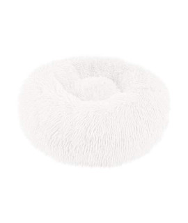 AHUIGOYCE Dog Cat Bed Comfortable Donut Cuddler Round Dog Bed for Large Medium Small Dogs Faux Fur Washable Dog Cat Cushion Bed (XXL, White)