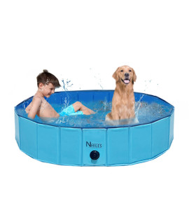 NHILES Portable Pet Dog Pool, 47" Collapsible Bathing Tub, Indoor & Outdoor Foldable Leakproof Cat Dog Pet SPA for Dogs and Cats