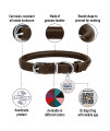 BRONZEDOG Rolled Leather Dog Collar with QR ID Dog Tag Round Personalized Pet Collars for Small Medium Large Dogs Puppy Cat (Neck Size 17-19, Dark Brown)