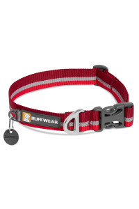 RUFFWEAR, Crag Dog Collar, Reflective and Comfortable Collar for Everyday Use, Cindercone Red, 11-14