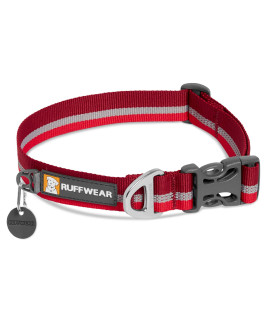 RUFFWEAR, Crag Dog Collar, Reflective and Comfortable Collar for Everyday Use, Cindercone Red, 20-26