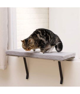 Sweetgo Cat Window Perch-Mounted Shelf Bed for cat-Funny Sleep DIY Kitty Sill Window Perch- Washable Foam Cat Seat (Grey)
