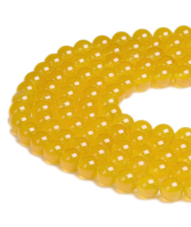 PLTbeads Natural gemstone Loose Beads Smooth Round Approxi 15 inch DIY Bracelet Necklace for Jewelry Making (8mm, Yellow Agate)