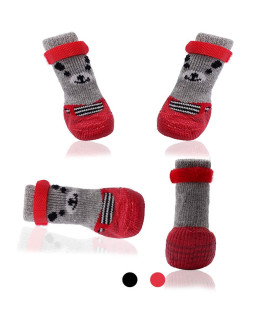 AblePet Dog Boots Waterproof Shoes Breathable Socks, with Anti-Slip Sole and Adjustable Magic Tape All Weather Protect Paws Only Fit for Small Dog(4Pcs)(Red, S)