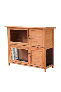 MERITLINE Rabbit Hutch Indoor and Outdoor Wood Bunny Cage with Pull Out Tray,Waterproof Rabbit Hutch for Backyard, Garden