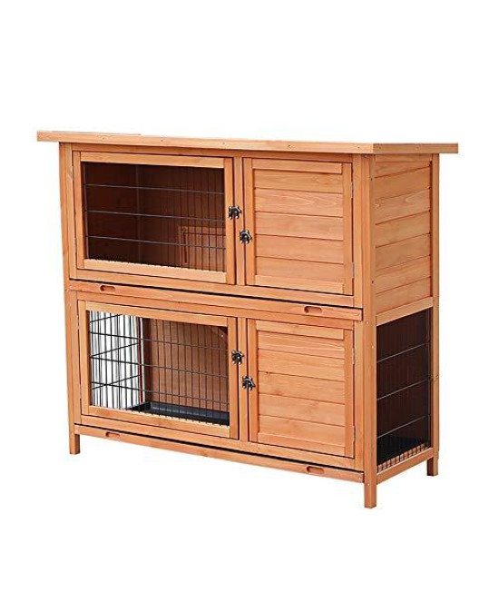 MERITLINE Rabbit Hutch Indoor and Outdoor Wood Bunny Cage with Pull Out Tray,Waterproof Rabbit Hutch for Backyard, Garden