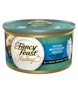 Purina Fancy Feast Medleys Ocean Whitefish with Carrots and Spinach in Cheesy Bechamel Sauce - (24) 3 oz. Cans