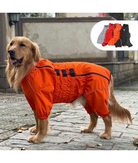 Dogs Waterproof Jacket, Lightweight Waterproof Jacket Reflective Safety Dog Raincoat Windproof Snow-Proof Dog Vest for Small Medium Large Dogs Orange 4XL