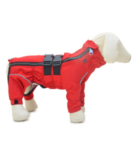 Dogs Waterproof Jacket, Lightweight Waterproof Jacket Reflective Safety Dog Raincoat Windproof Snow-Proof Dog Vest for Small Medium Large Dogs Red XS
