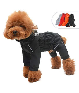 Dogs Waterproof Jacket, Lightweight Waterproof Jacket Reflective Safety Dog Raincoat Windproof Snow-Proof Dog Vest for Small Medium Large Dogs Black XL