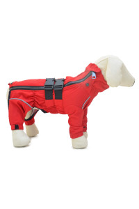 Dogs Waterproof Jacket, Lightweight Waterproof Jacket Reflective Safety Dog Raincoat Windproof Snow-Proof Dog Vest for Small Medium Large Dogs Red L