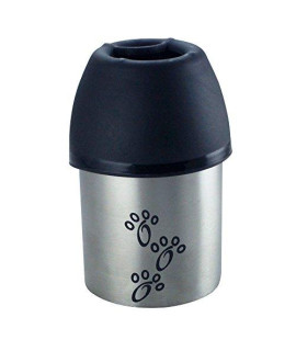Plastic Fin Cap Pet Travel Water Bottle in Stainless Steel, Small, Silver and Black, Pack of 4