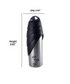 Plastic Fin Cap Pet Travel Water Bottle in Stainless Steel, Large, Silver and Black, Pack of 4