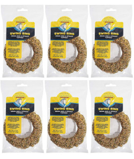 Sun Seed 6 Pack of Swing Ring Bird Toys and Treats in One, 2.11 Ounces Each, for Parakeets, Canaries and Finches