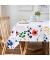 Sunm Boutique Watercolor Wild Flowers Tablecloth, Spring Floral Table cloth, 60 x 84 inch, Machine Washable Waterproof Table cover for Easter, Dining, Holiday, Parties