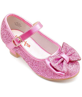 Walofou Flower Pink girls Dress Shoes girl Shoes Mary Jane Princess Shoes girls High Heel girls Ballerina Flat for ToddlerLittle Kid girls ShoesBig Kid (Pink 11)