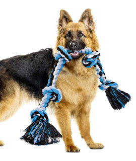 Bmag Dog Rope Toys for Aggressive Chewers, Heavy Duty Dog Toys for Medium Large Dogs, Tough Twisted Rope Toy with 5 Knots
