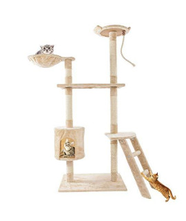 BELUPAI 60 Inches Multi-Level Cat Tree Stand House Furniture Kittens Activity Tower with Scratching Posts Kitty Pet Play House