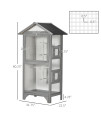 PawHut Wooden Outdoor Bird Cage, Featuring a Large Play House with Removable Bottom Tray 4 Perch, Light Gray