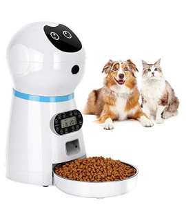 TTPet Automatic Cat Feeder, Timed Dog Food Dispenser, 3.5L Capacity, Stainless Steel Bowl, Portion Control, Voice Recording, Timer Programmable up to 4 Meals a Day