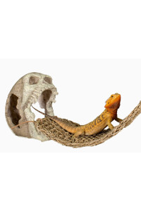 Penn-Plax Reptology Skull Hide-Away Combo | Includes Hide-Away & Lizard Lounger Bridge
