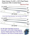 Aquarium Glass Canopies for Aquariums with & Without Center Braces, 10 to 360 Gallon Aquariums. Carefully Select Size and Match Exact Canopy Measurements (Tank with Center Brace, 96 L x 30 W)