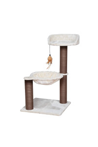 catry cat Tree with Feather Toy - cozy Design of cat Hammock Allure Kitten to Lounge in, cats Love to Lazily Recline While Playing with Feather Toy and Scratching Post, (Innovative Arrival)