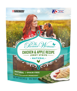 The Pioneer Woman Natural Jerky Grain Free Dog Treats, Chicken Apple Recipe Jerky Strips - 5 Ounce (Pack Of 6)