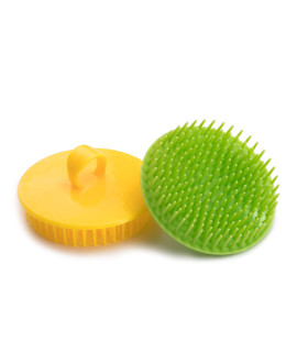 Aroveea Hair Scalp Brush Dandruff cleaning Brush Shower Scalp Shampoo Brush Scalp Massager Pack of 2(green and Yellow)