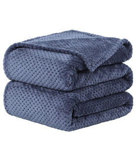 Uxcell Flannel Fleece Bed Blankets Soft Warm Microfiber Blanket Mesh Fuzzy Plush 330Gsm Lightweight Decorative Solid Blankets For Bed Full (70X78) Navy Blue
