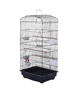 Afazfa Portable Hanging Bird Cage for Parrots Canary Budgies Lovebirds Travel Bird Cage Black