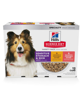 Hill's Science Diet Wet Dog Food, Adult, Sensitive Stomach & Skin, Tender Turkey & Rice Stew, 12.8 oz. Cans, 12-Pack