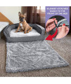 SportPet Designs Luxury Sofa Lounge Pet Bed, Blanket Reversible, Washable Cover, Water-Resistant Liner, Top Memory Foam - Small, Gray (CM-10054-CS01)