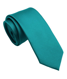 Zenxus Solid Skinny Ties For Men, 25 Inch Slim Teal Green Necktie