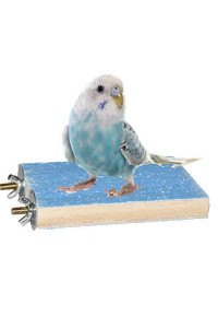 Mrli Pet Bird Cage Accessories, Parrot Perch Stand Platform Natural Wood Grinding For Budgie Parakeet Cockatiels Conure Lovebirds, Blue