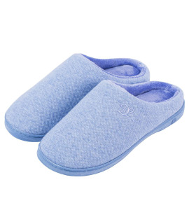 DL Womens Memory Foam Slippers, cozy Slip on House Slippers For Women Indoor Outdoor, comfy Womens Bedroom Slippers Warm Soft Flannel Lining Home Slippers Size 7-8 Blue