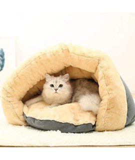 ZCNNO Pet Nest Cat Nest Winter Warm Cat Tent Deep Sleep Closed Puppy Kitten Sleeping Bag Two-Color Stitching