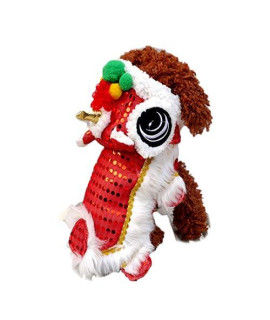 WORDERFUL Dog Chinese New Year Costume Cute Lion Dance Pet Costume with Red Sequins New Year Cat Dog Clothes Hoodies Coat for Small Dogs (24, Red)