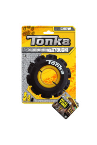 Tonka Seismic Tread Dog Toy with Interactive Feeder, Lightweight, Durable and Water Resistant, 4 Inches, for MediumLarge Breeds, Single Unit, YellowBlack
